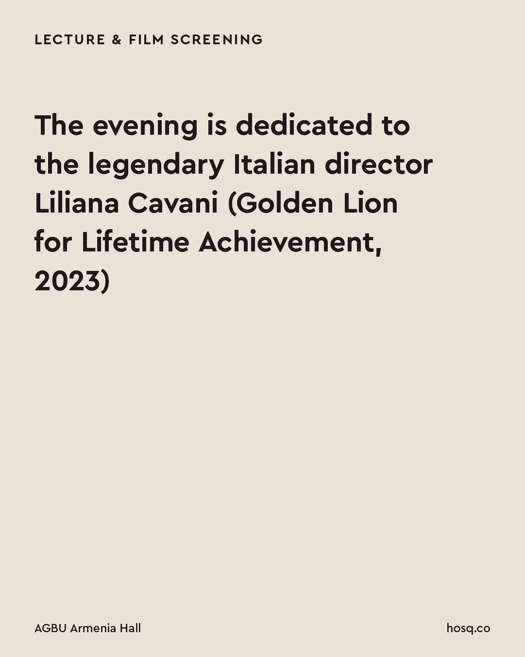 Liliana Cavani: Lecture and Screening — The Night Porter