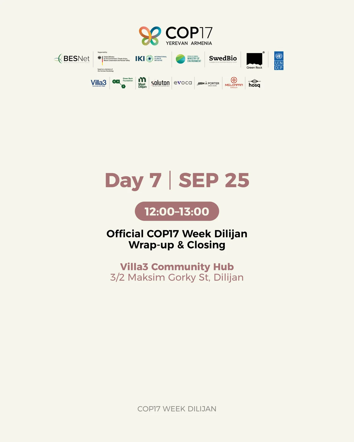 Официальное закрытие COP17 Week Dilijan