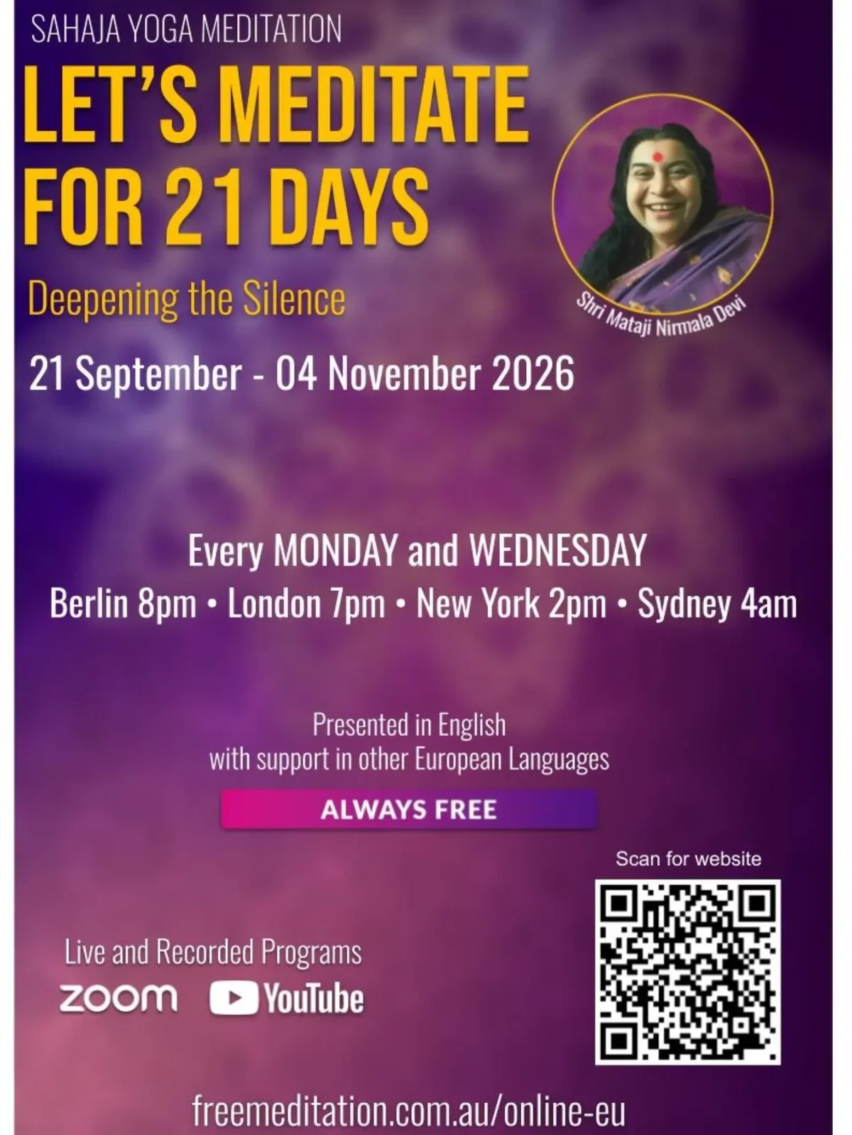Sahaja Yoga: 21-Day Online Meditation Course