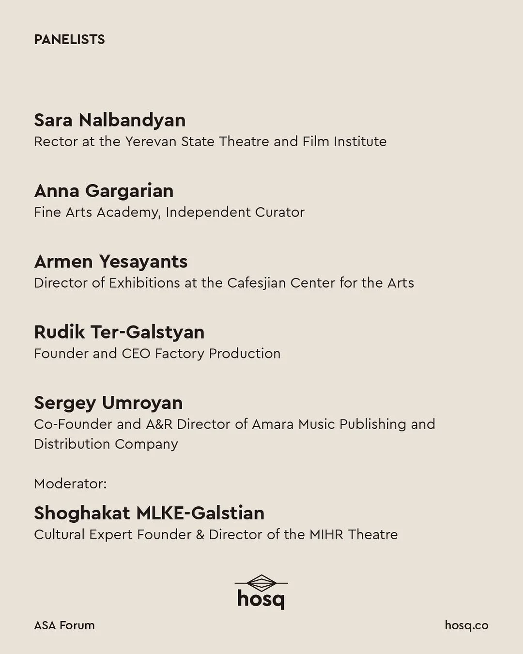 Art Management Panel (hosq & ASA Forum)