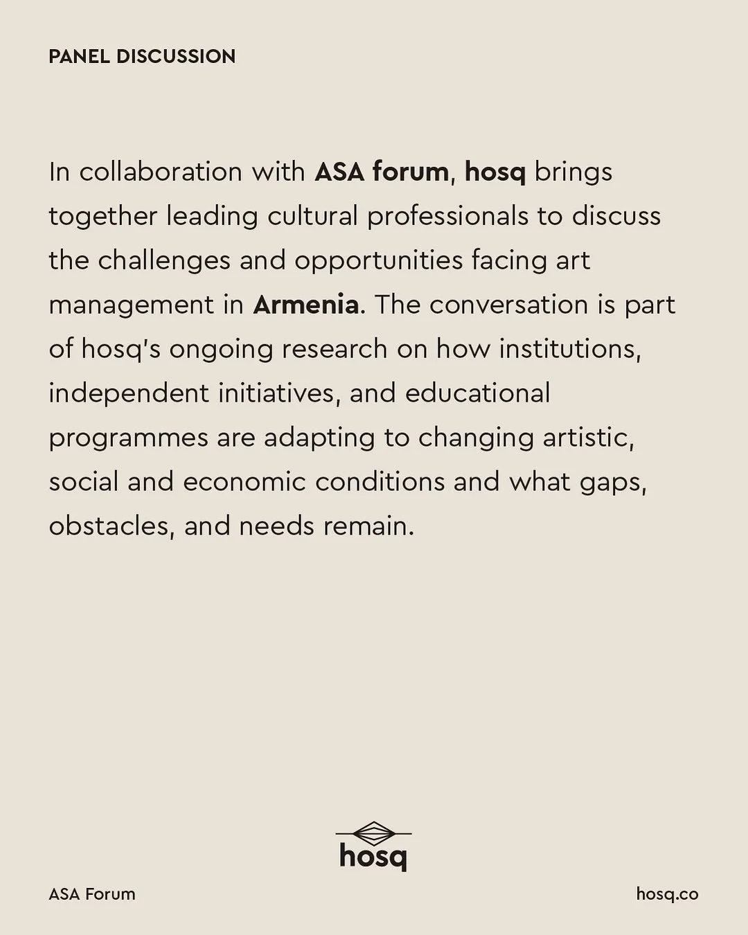 Art Management Panel (hosq & ASA Forum)
