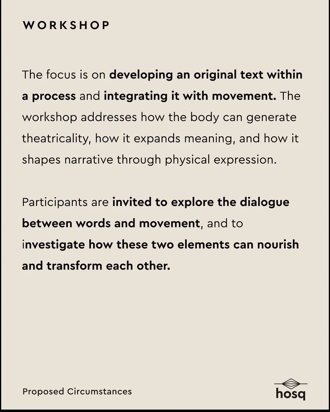 Workshop by Constanza Macras