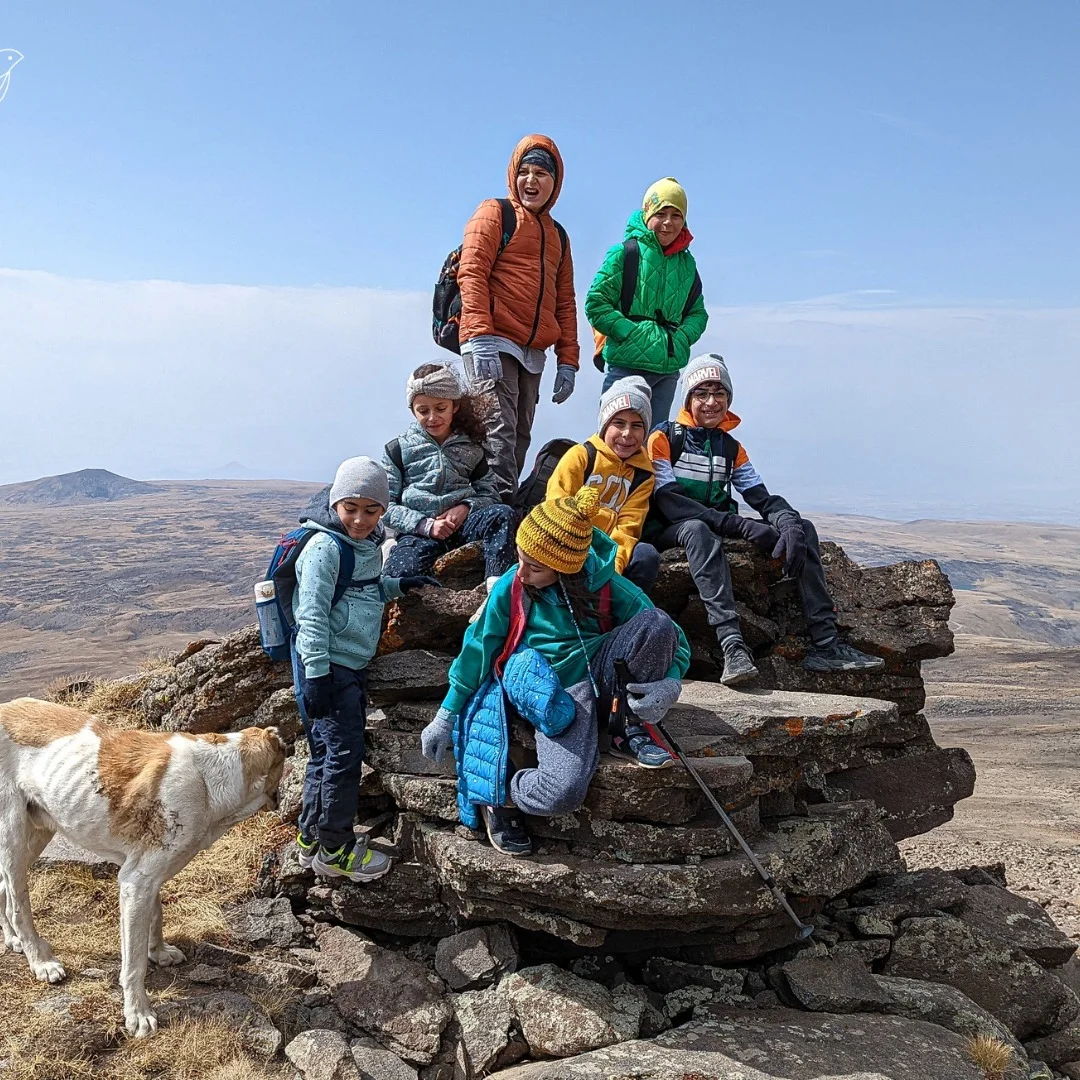 Kids Ascent to the South Peak of Mt. Aragats