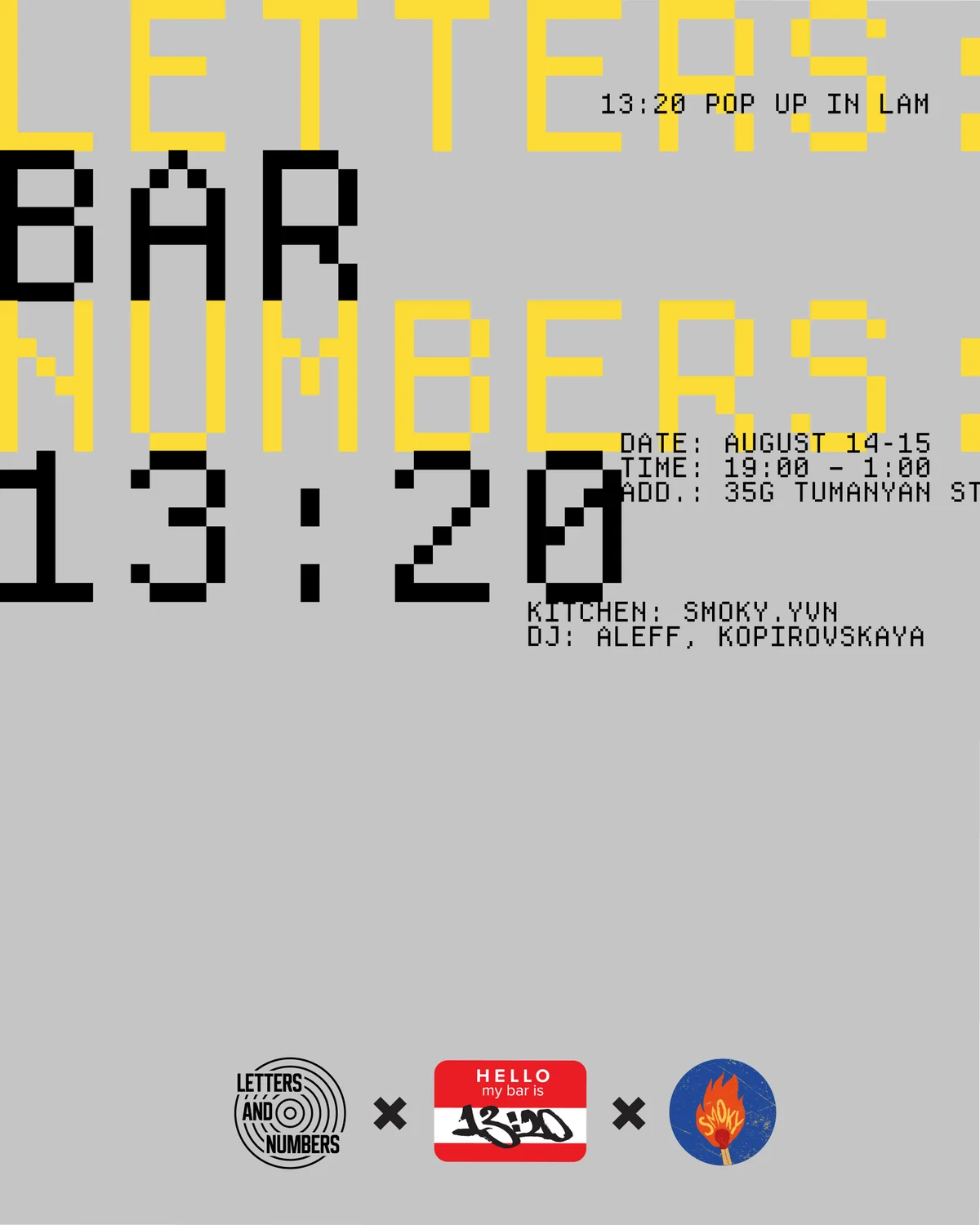 13:20 Pop-up at Letters and Numbers
