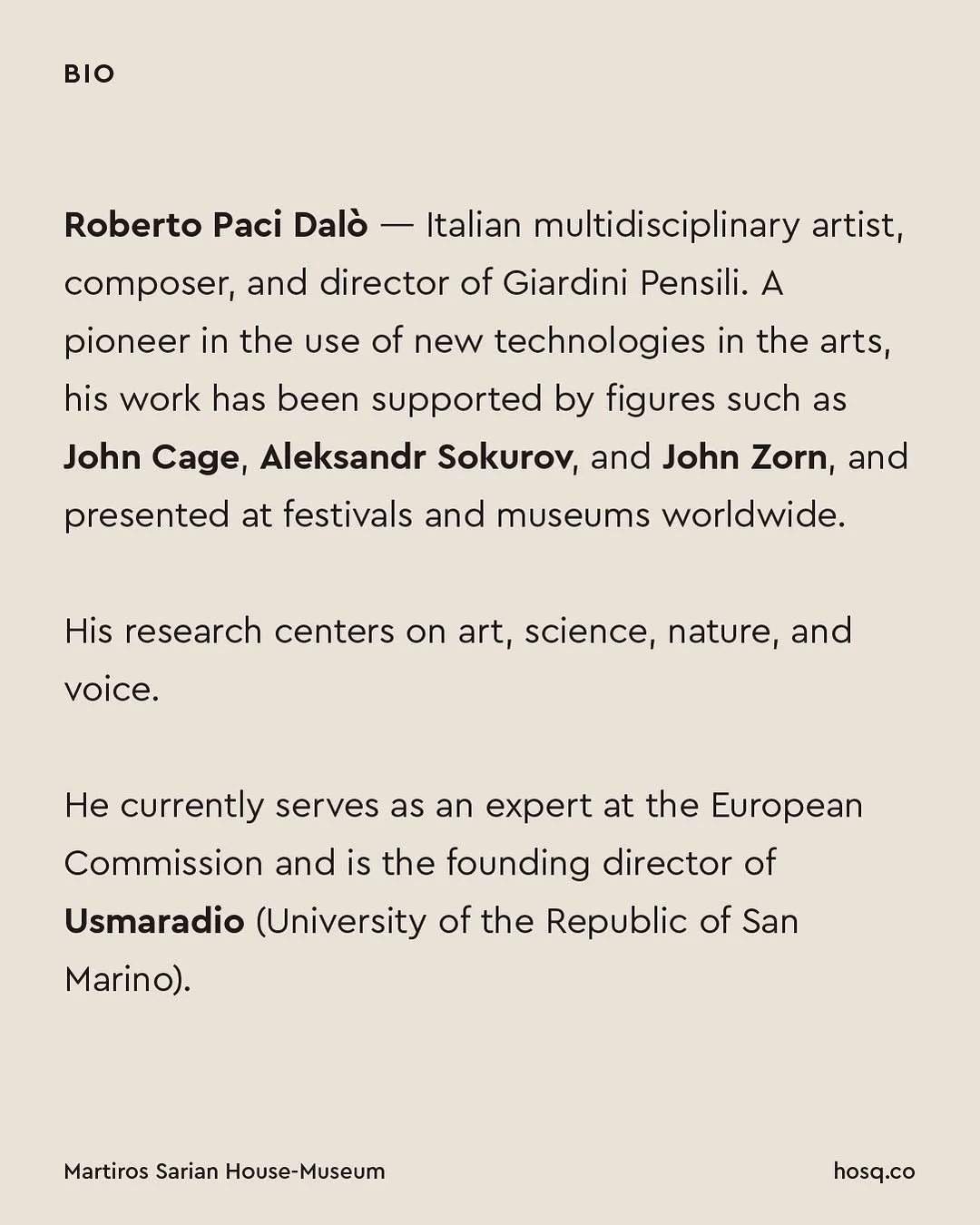 Roberto Paci Dalò: Concert & Film Screening