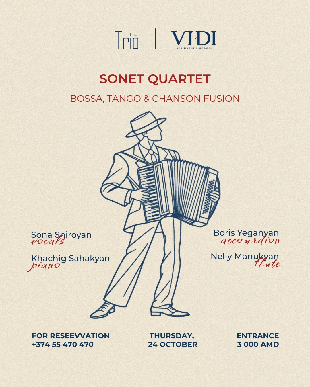 Sonet Quartet: Bossa, Tango & Chanson Fusion