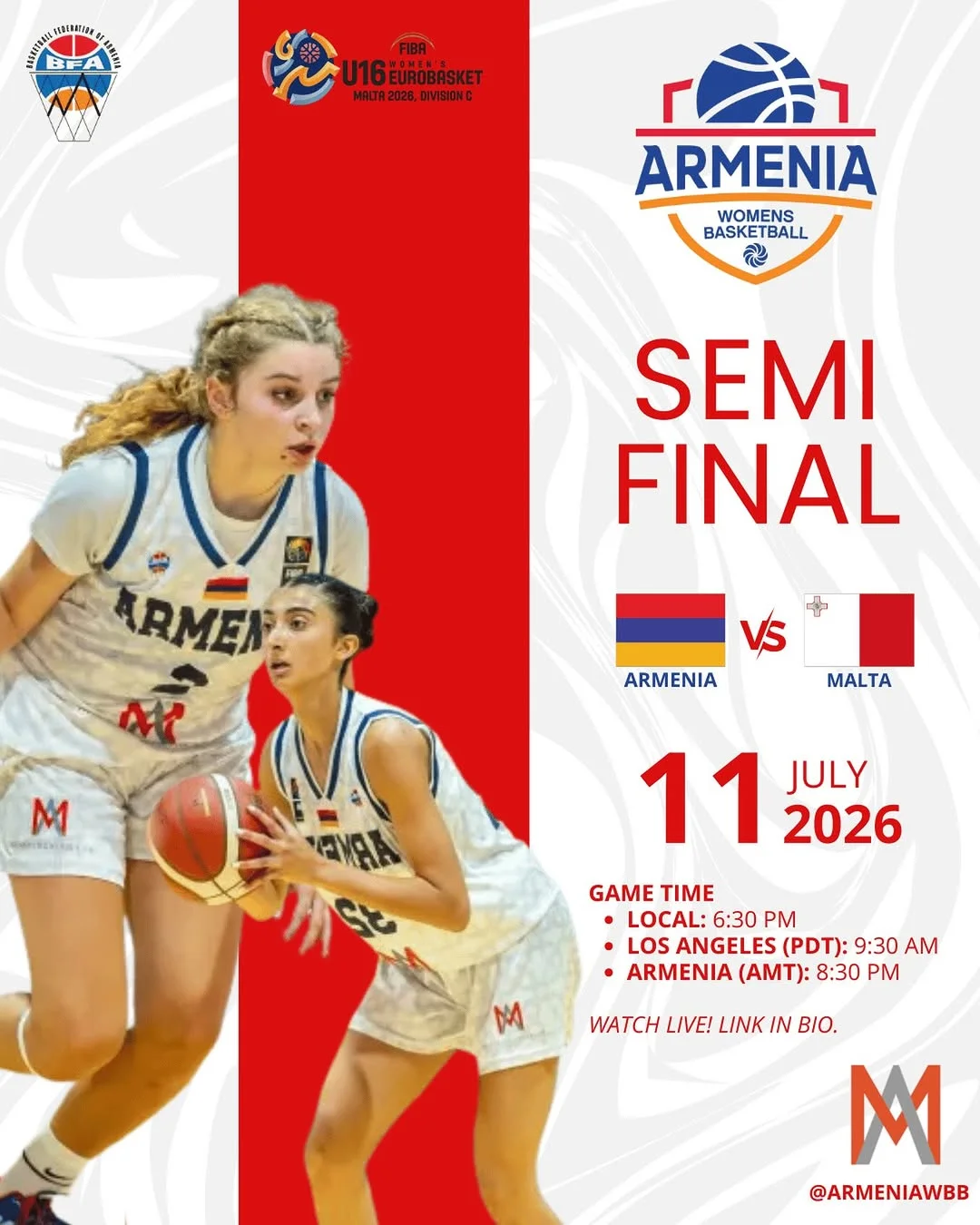 Armenia vs Malta: FIBA U16 Women’s Eurobasket